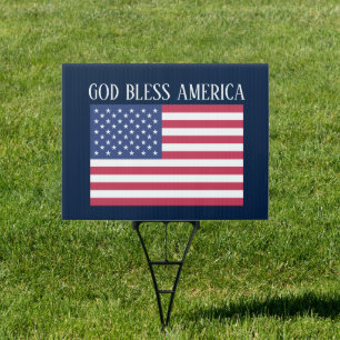 God Bless America USA Flag add text Sign