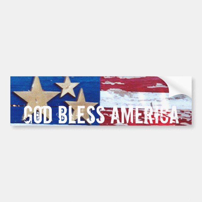 God Bless America USA Flag Bumper Sticker Art (Front)