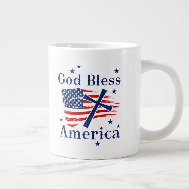 God Bless America USA Flag Giant Coffee Mug (Right)