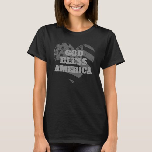 God Bless America Usa Flag Heart T_Shirt