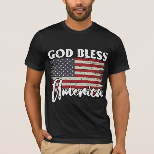 God Bless America USA Flag Patriotic T_Shirt
