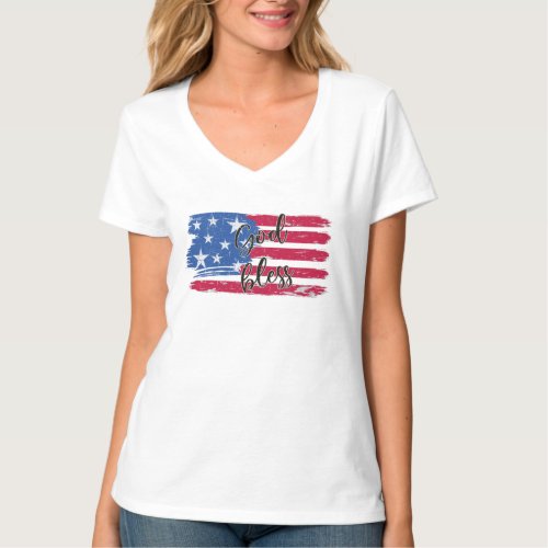 God Bless America USA Flag Patriotic T_Shirt