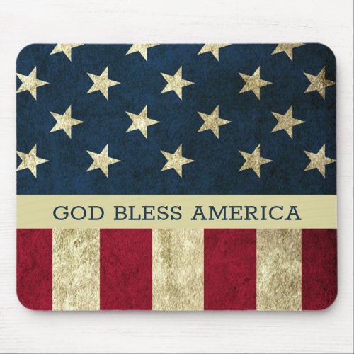 God Bless America USA Flag Stars And Stripes Mouse Pad