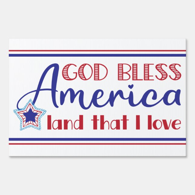 God Bless America USA Patriotic 4th of July Party Sign (Front)