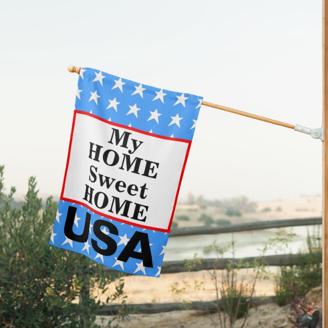 God Bless America USA Red White Blue House Flag (Insitu (Back))