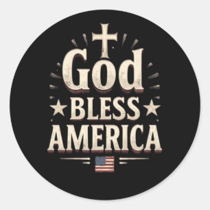 God Bless America – Vintage Patriotic Christian Classic Round Sticker