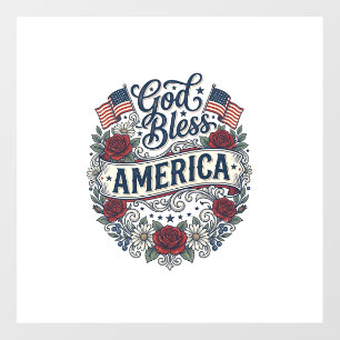 God Bless America Vintage Patriotic Floral Floor Decals