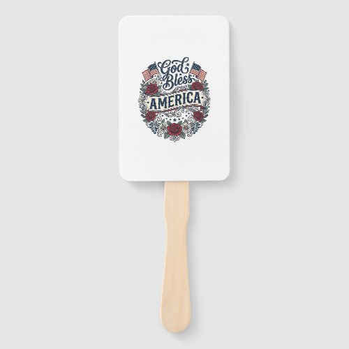 God Bless America Vintage Patriotic Floral Hand Fan