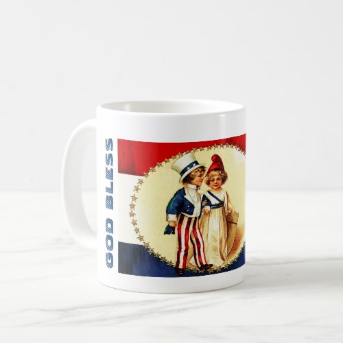God Bless America Vintage Patriotic Kids Coffee Mug