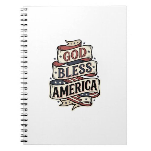 God Bless America Vintage Patriotic Vector Design_ Notebook