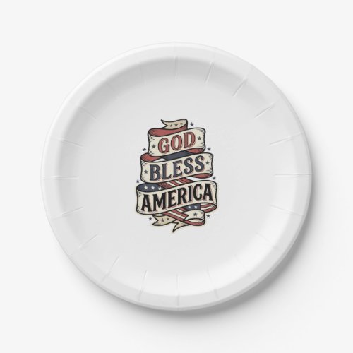 God Bless America Vintage Patriotic Vector Design_ Paper Plates