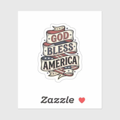 God Bless America Vintage Patriotic Vector Design_ Sticker