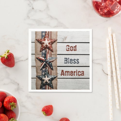 God Bless America Vintage Patriotic Veteran Paper Napkins