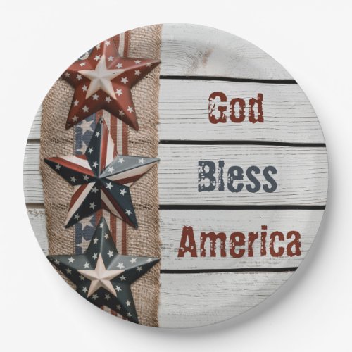 God Bless America Vintage Patriotic Veteran Paper Plates