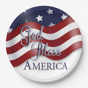 God Bless America Waving Flag Plate