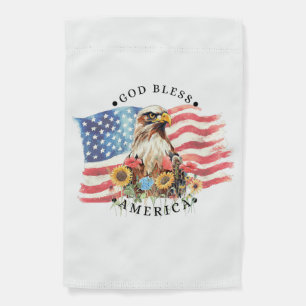 God Bless America With Flag/Eagle/Flowers II Garden Flag