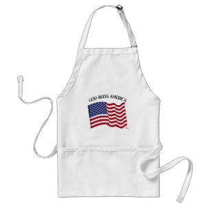 GOD BLESS AMERICA with US flag Adult Apron