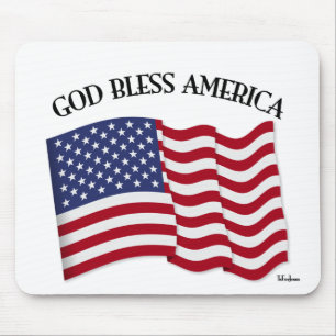 GOD BLESS AMERICA with US flag Mouse Pad