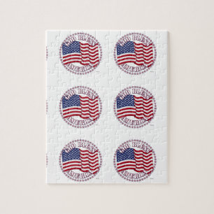 God Bless America With USA Flag And 50 Stars Jigsaw Puzzle