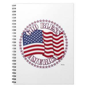 God Bless America With USA Flag And 50 Stars Notebook