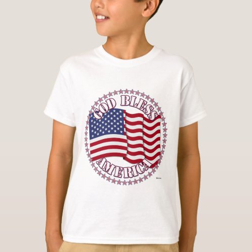 God Bless America With USA Flag And 50 Stars T_Shirt