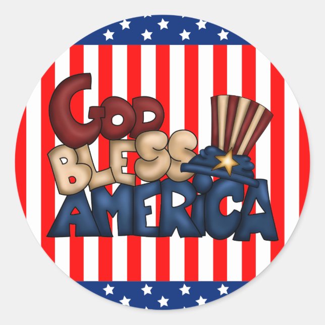 God Bless America word art sticker (Front)