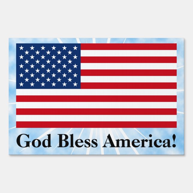 God Bless American Flag Lawn Yard Sign (Back)