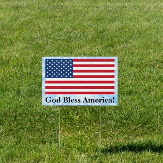 God Bless American Flag Lawn Yard Sign