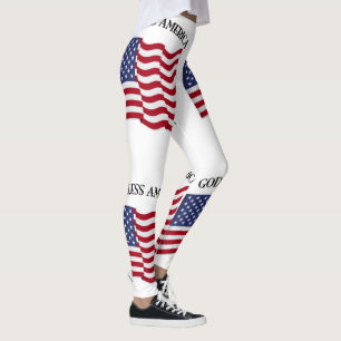 God Bless American With Flag Leggings