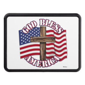 God Bless American with USA Flag And Cross Hitch Cover