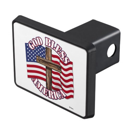 God Bless American with USA Flag And Cross Hitch Cover