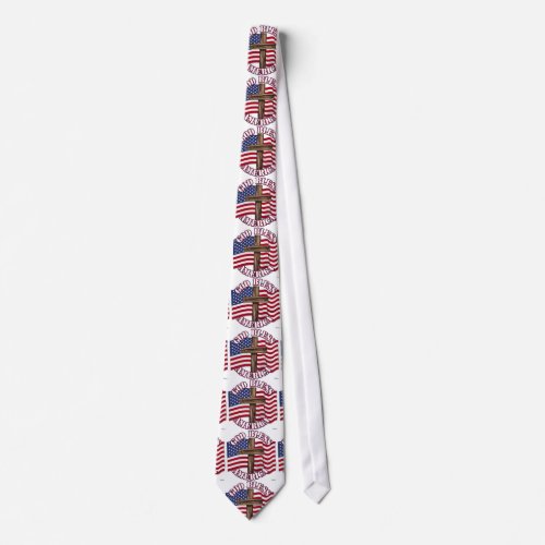 God Bless American with USA Flag  Cross Tie