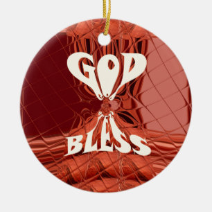 God Bless Art Print Ceramic Ornament