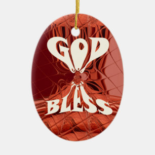 God Bless Art Print Ceramic Ornament