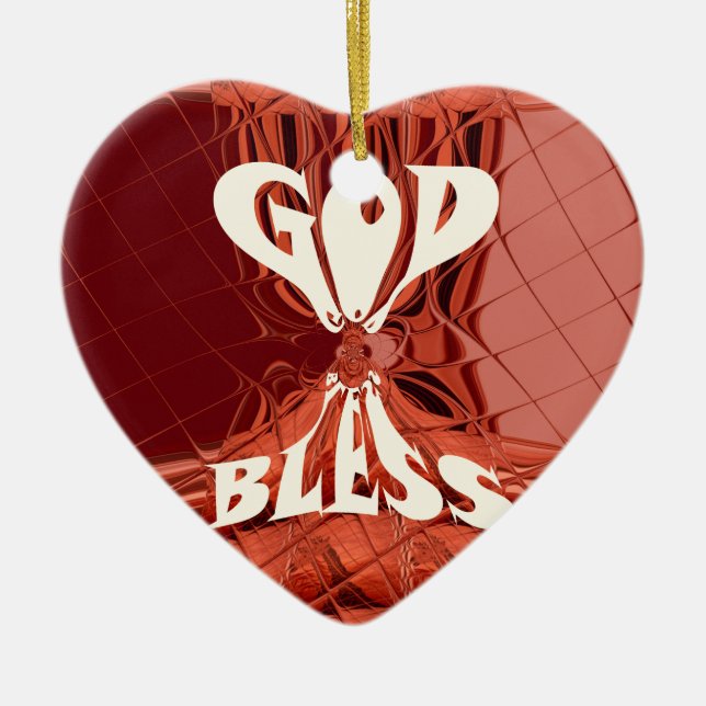 God Bless Art Print Ceramic Ornament (Front)