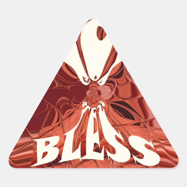 God Bless Art Print Triangle Sticker (Front)