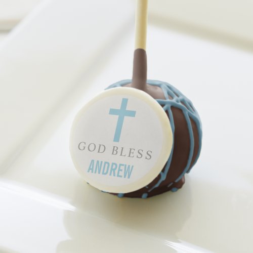 God Bless Baby Boy Baptism Blue Cross Cake Pops