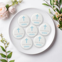 God Bless Baby Boy Baptism Blue Cross Chocolate Covered Oreo