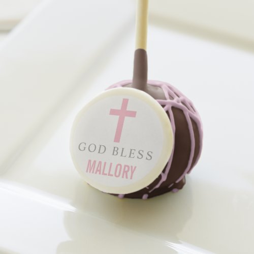 God Bless Baby Girl Baptism Pink Cross Cake Pops