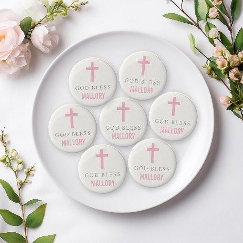 God Bless Baby Girl Baptism Pink Cross Chocolate Covered Oreo