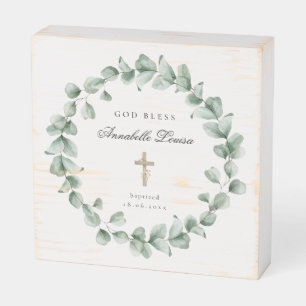 God Bless Baptism Eucalytus Wooden Box Sign