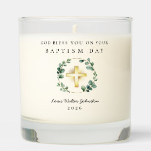God Bless Baptism Gold Cross Scented Candle
