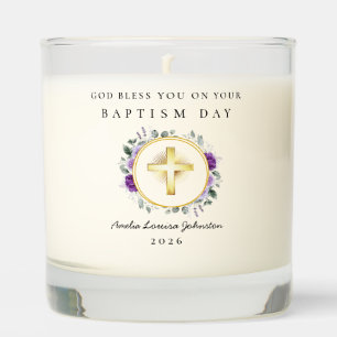 God Bless Baptism Lilac Floral Scented Candle