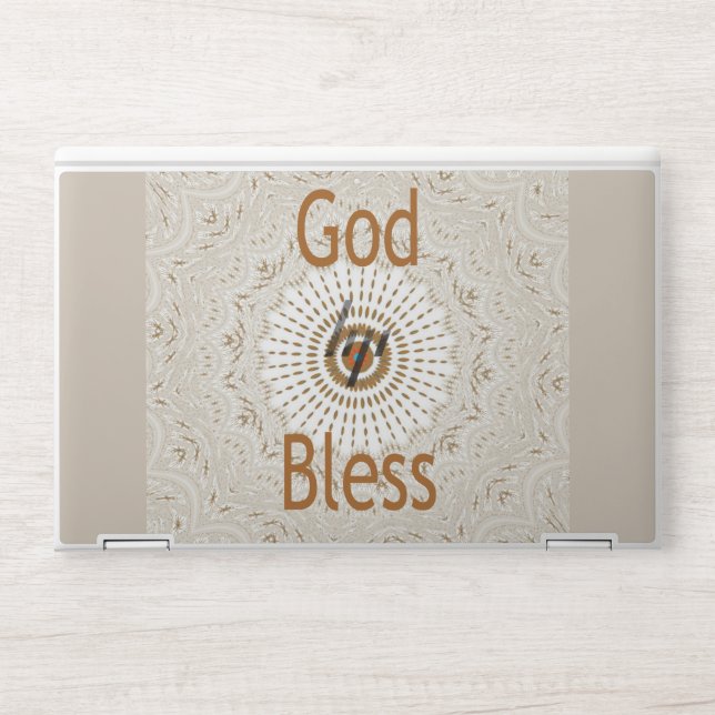 God Bless beautiful amazing text quote design HP Laptop Skin (Front)