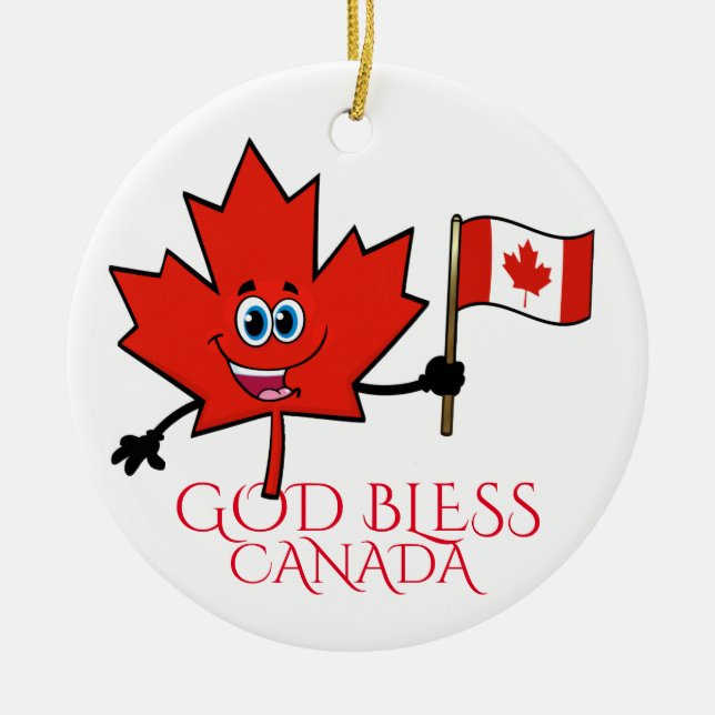 God Bless Canada Ceramic Ornament (Front)
