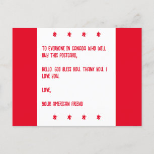 GOD Bless Canada. Love, Your American Friend. Postcard