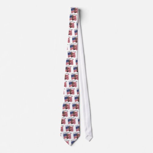 GOD BLESS COAST GUARD with rugged cross  US flag Neck Tie
