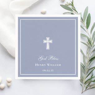 God Bless Cross Boy Baptism Napkins