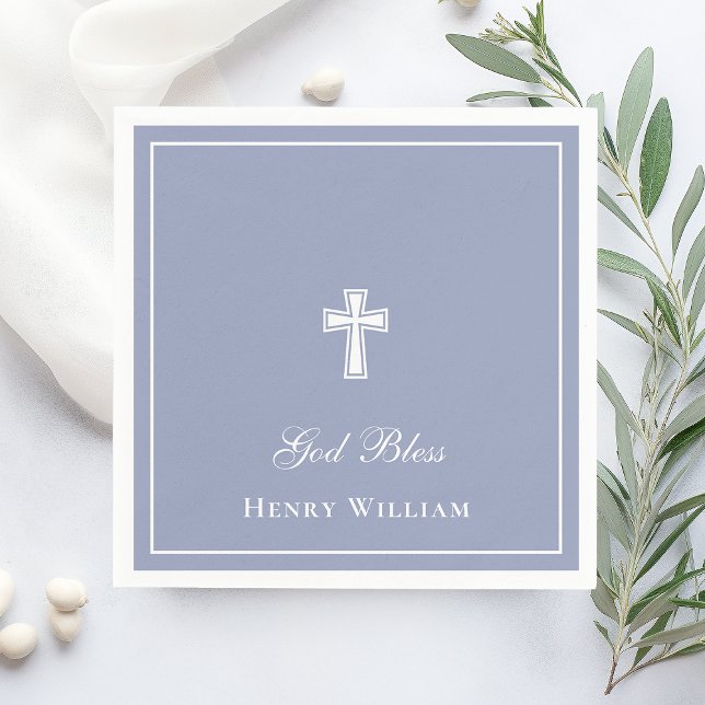 God Bless Cross Boy Baptism Napkins (Creator Uploaded)