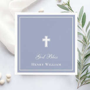 God Bless Cross Boy Baptism Napkins